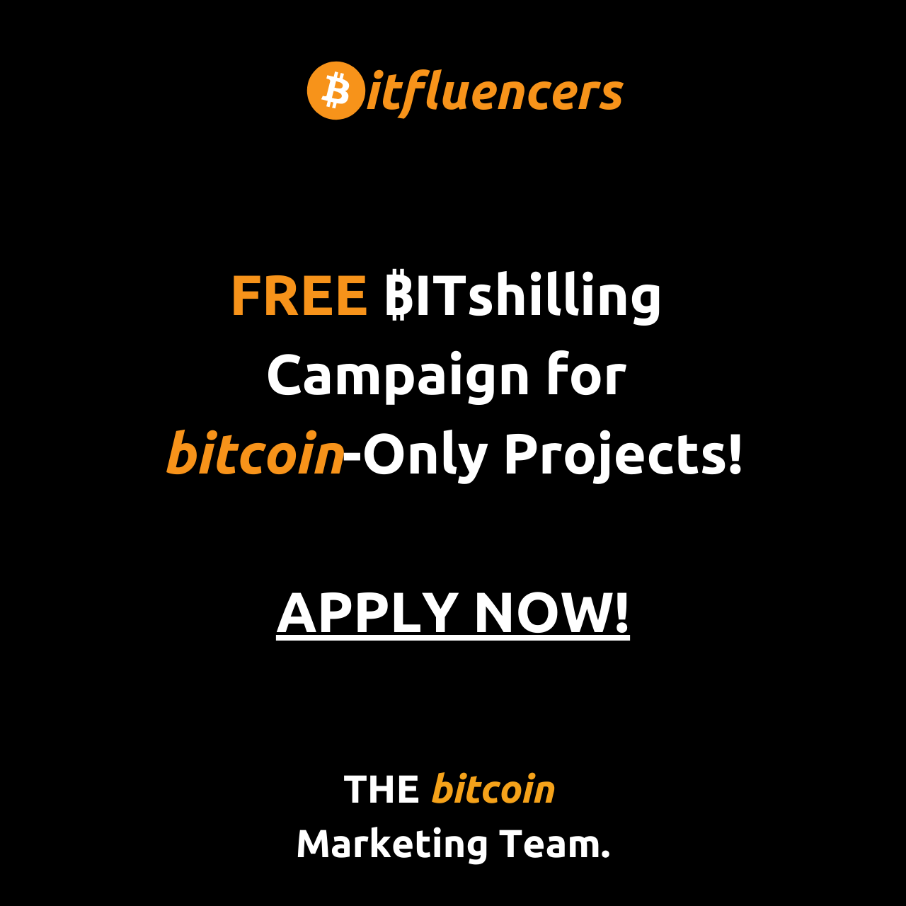 Bitfluencers Launches Free ₿ITshilling Campaign for Bitcoin-Only Projects